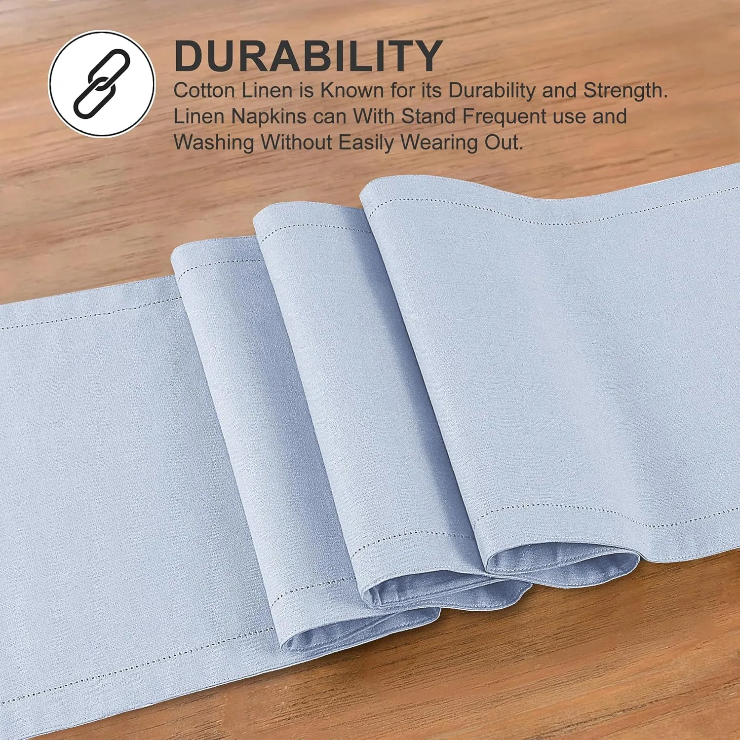 Ruvanti Linen Table Runner 108 Inches, Classic Hemstitch, Washable, Reusable, Non-Slipping, Stain Resistant- Perfect for Parties, Weddings, Dinners, Thanksgiving, Christmas, Indoor use – Arctic Ice