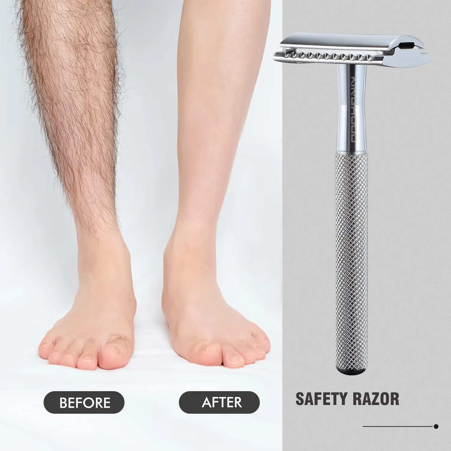 Safety Razor Single Blade for Men with 10 Double Edge Blades Metal Reusable Eco Friendly Razors Silver