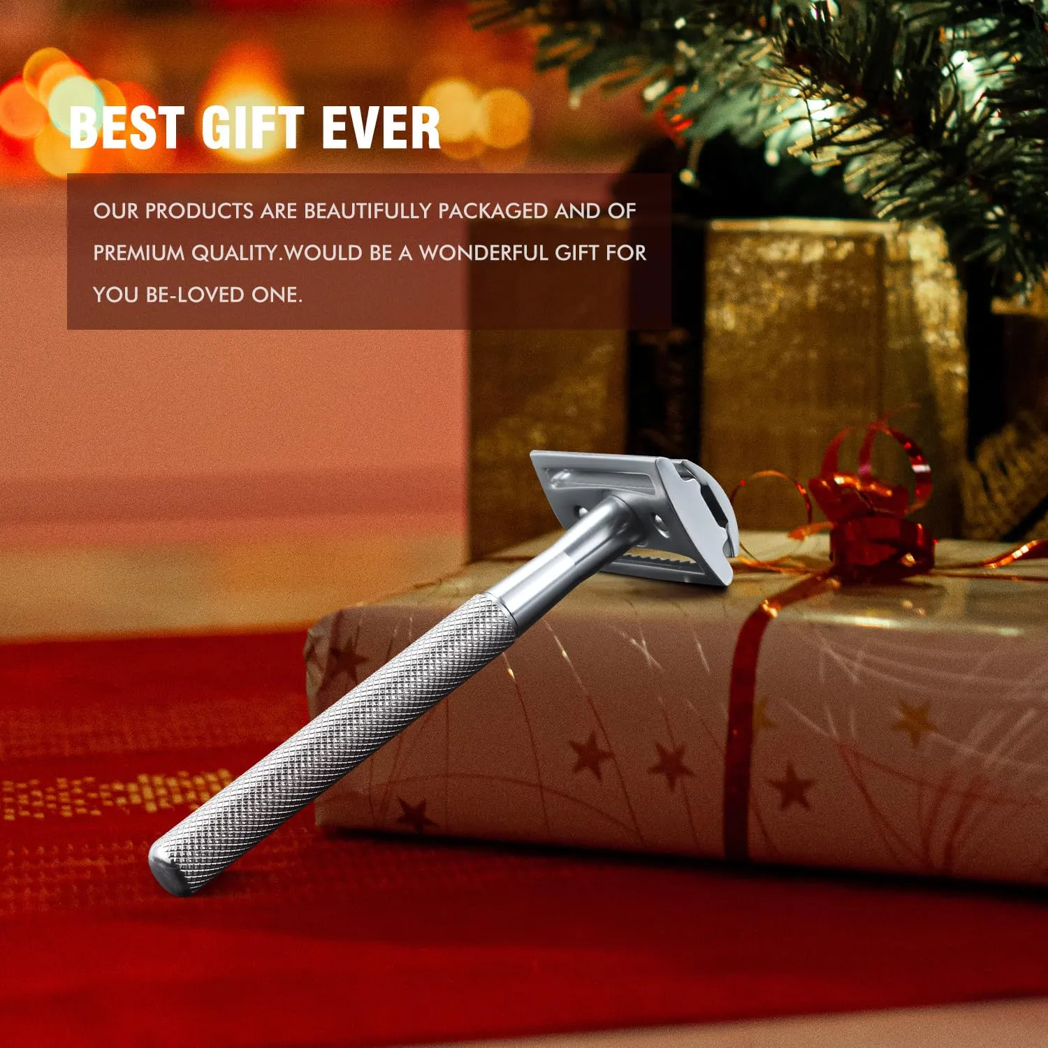 Safety Razor Single Blade for Men with 10 Double Edge Blades Metal Reusable Eco Friendly Razors Silver