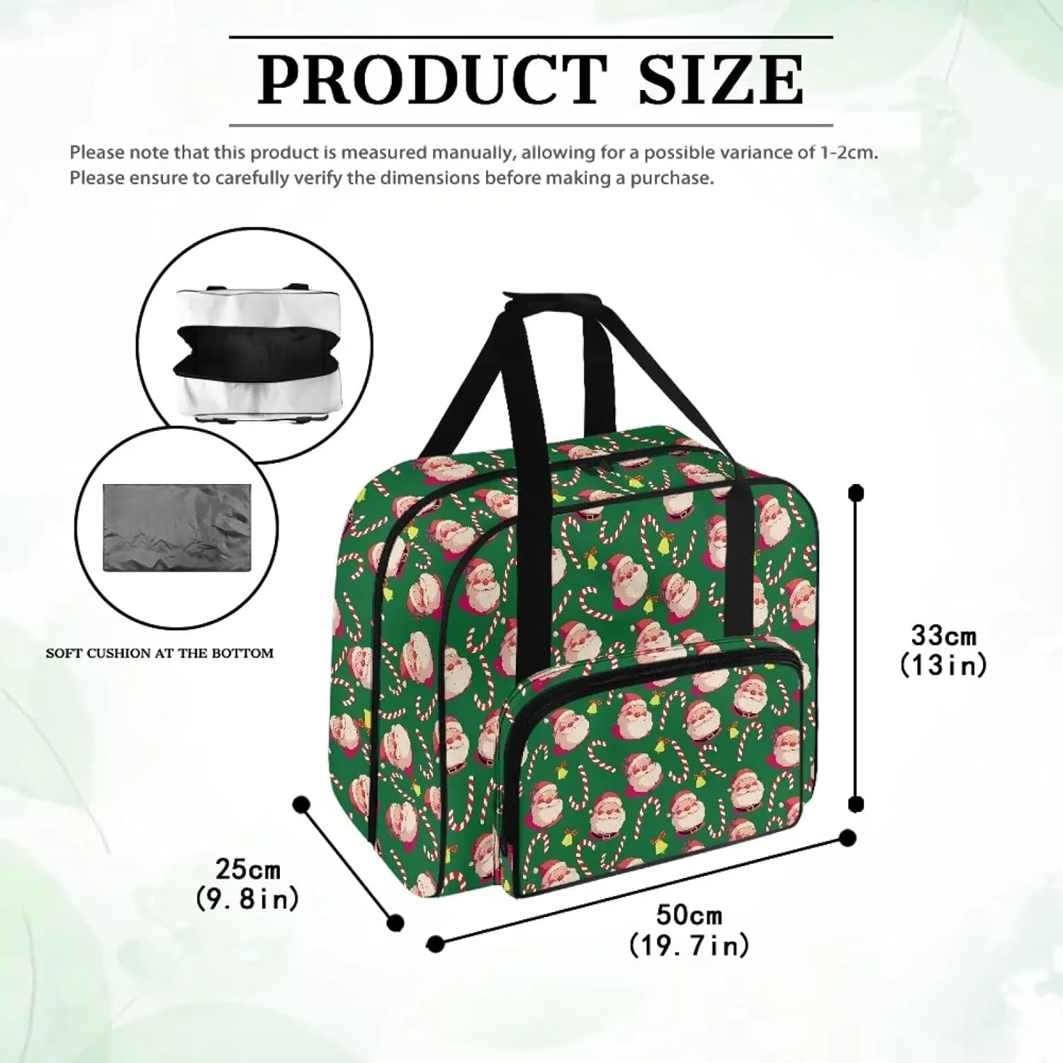 Santa Claus Cover for Sewing Machine Candy Sewing Machine Carrying Case Easy to Clean and Reusable Portable Sewing Machine Handbag Sewing Storage Bag Christmas Gifts