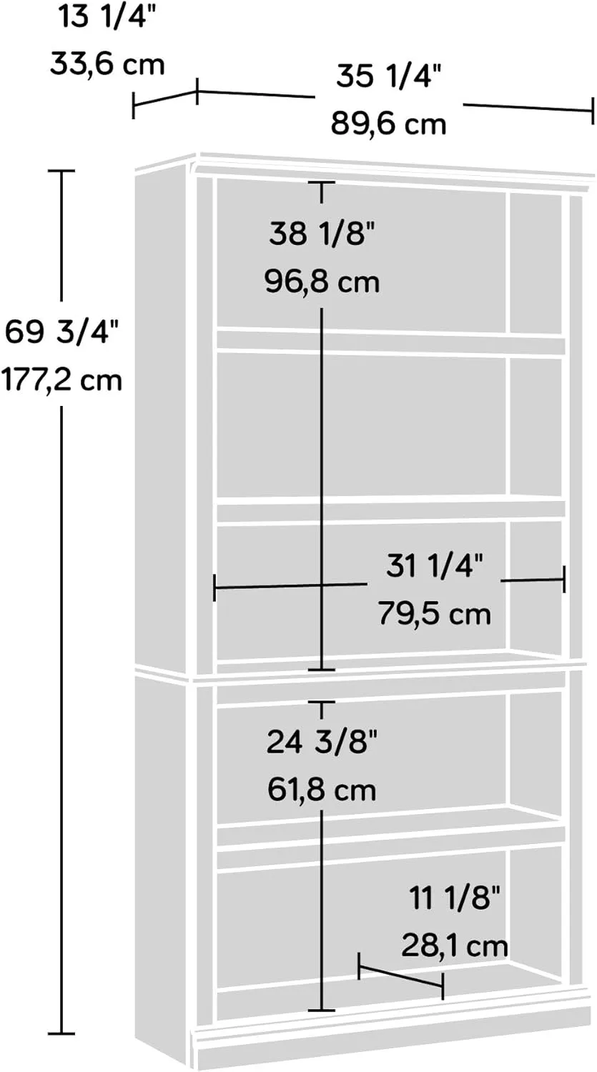 Sauder 5 Tier Book Shelf Wooden Bookcase Multipurpose Bookshelf for Home Office, Living Room, in Sindoori Mango