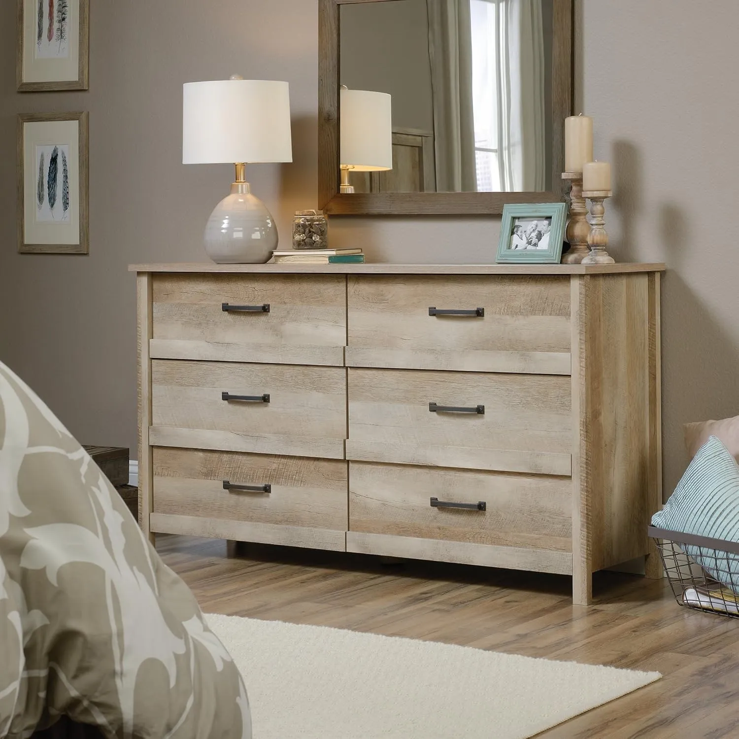 Sauder Cannery Bridge 6 Drawer Dresser, Lintel Oak finish