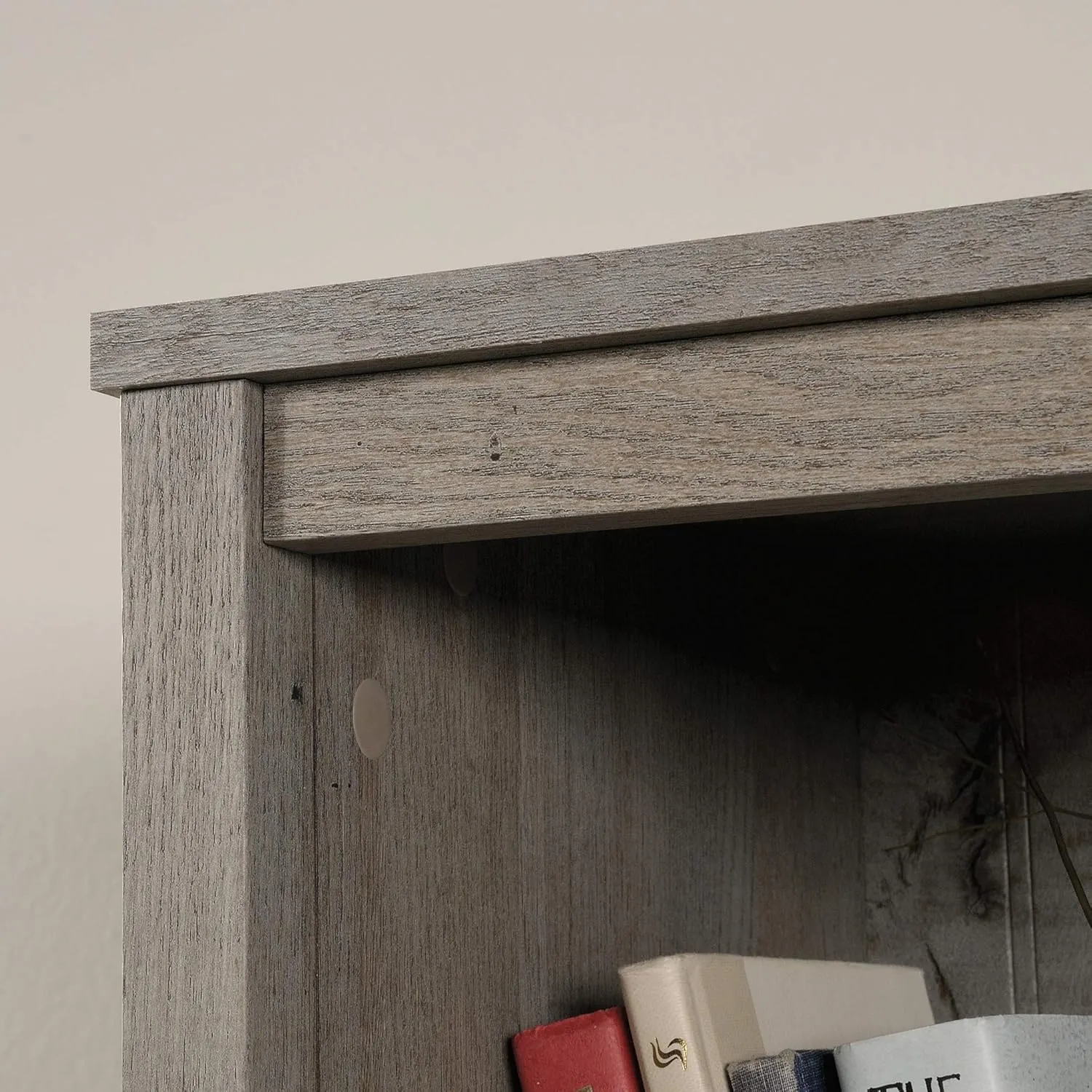 Sauder Cottage Road Book Shelf, Bookshelf with Storage, Library Bookcase with Doors and Adjustable Shelves, in Mystic Oak Finish