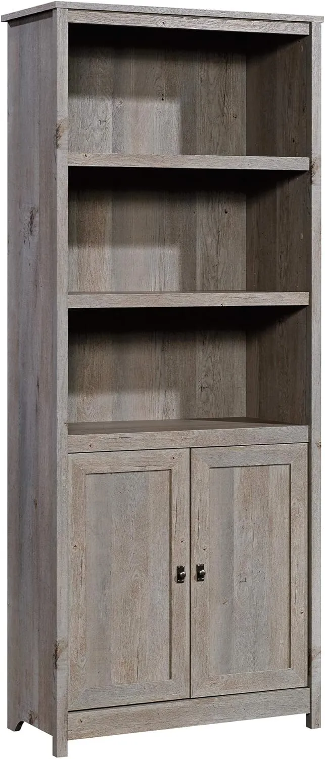 Sauder Cottage Road Book Shelf, Bookshelf with Storage, Library Bookcase with Doors and Adjustable Shelves, in Mystic Oak Finish