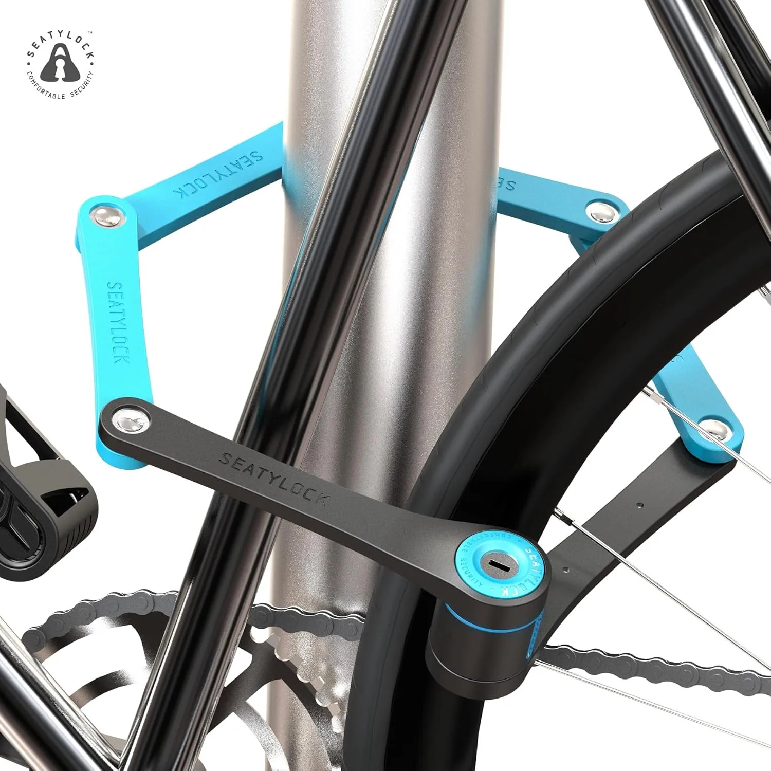 Seatylock FoldyLock Compact Folding Bike Lock - Award Winning Patented Lightweight High Security Bicycle Lock - Heavy Duty Anti Theft Smart Secure Guard with Keys & Case for Bikes or Scooters