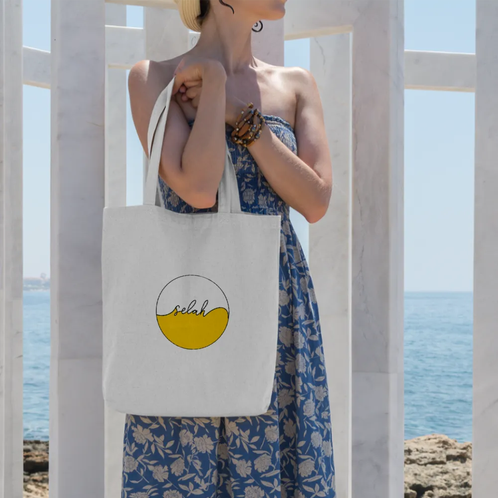 Selah Logo Cotton Linen Tote Bags with Inner Zippered Pocket