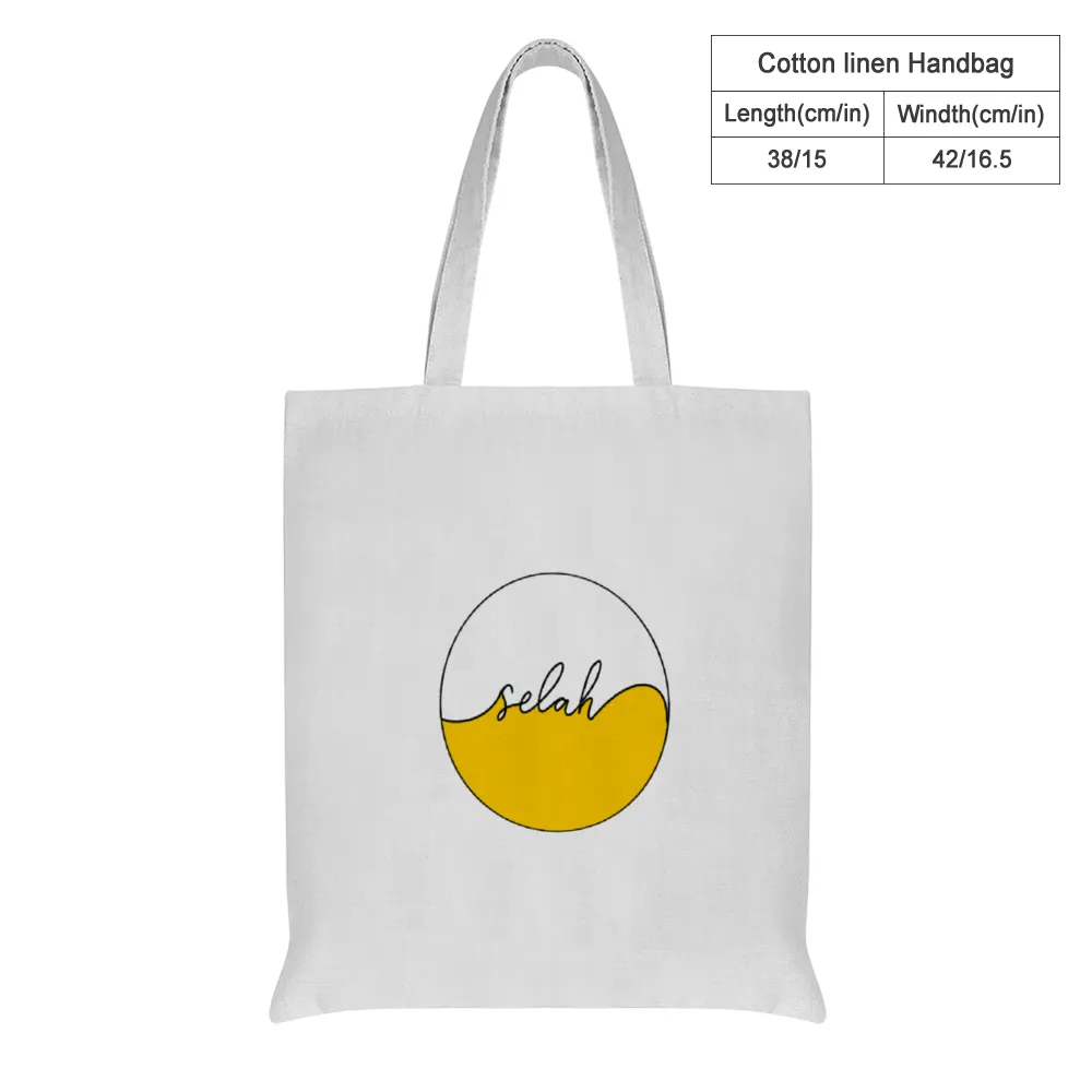 Selah Logo Cotton Linen Tote Bags with Inner Zippered Pocket