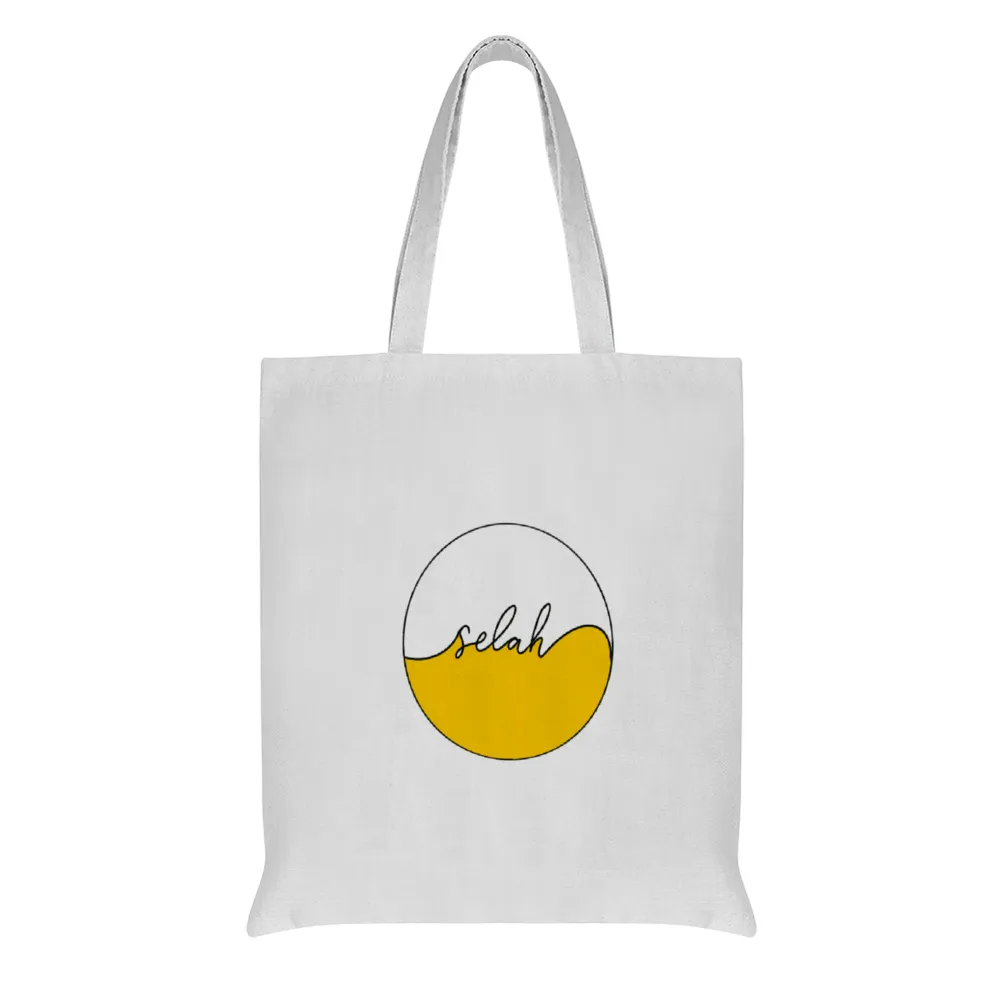 Selah Logo Cotton Linen Tote Bags with Inner Zippered Pocket