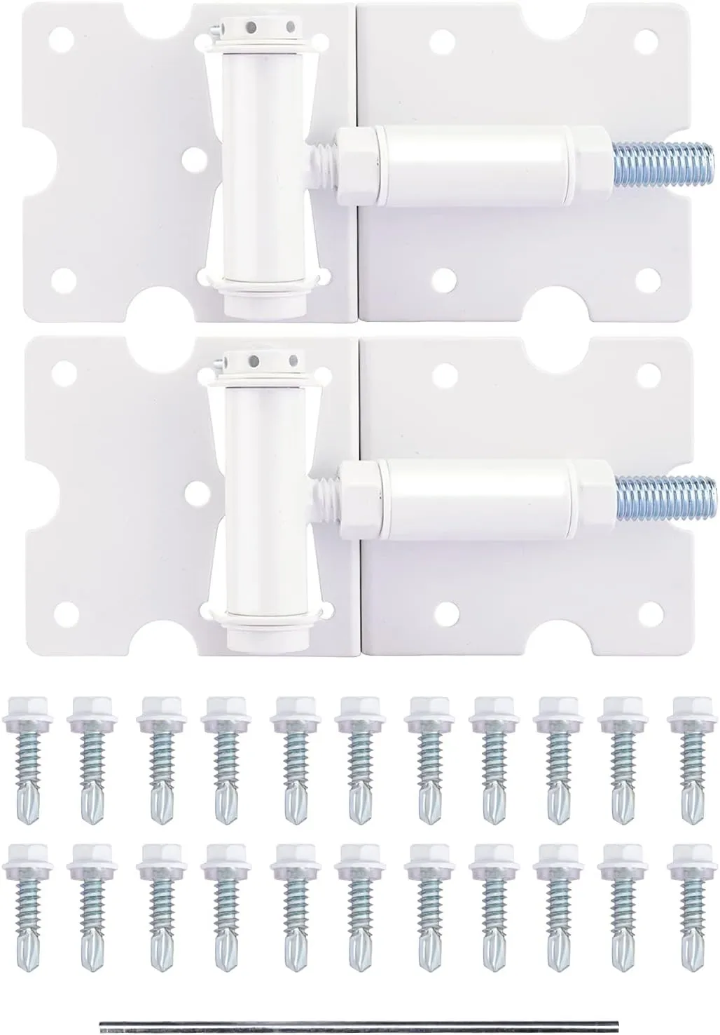 Self-Closing Gate Hinges, Heavy Duty for Vinyl/Wood/Metal Fence, Pack of 2, with Self-Tapping Screws and Adjuster Tool