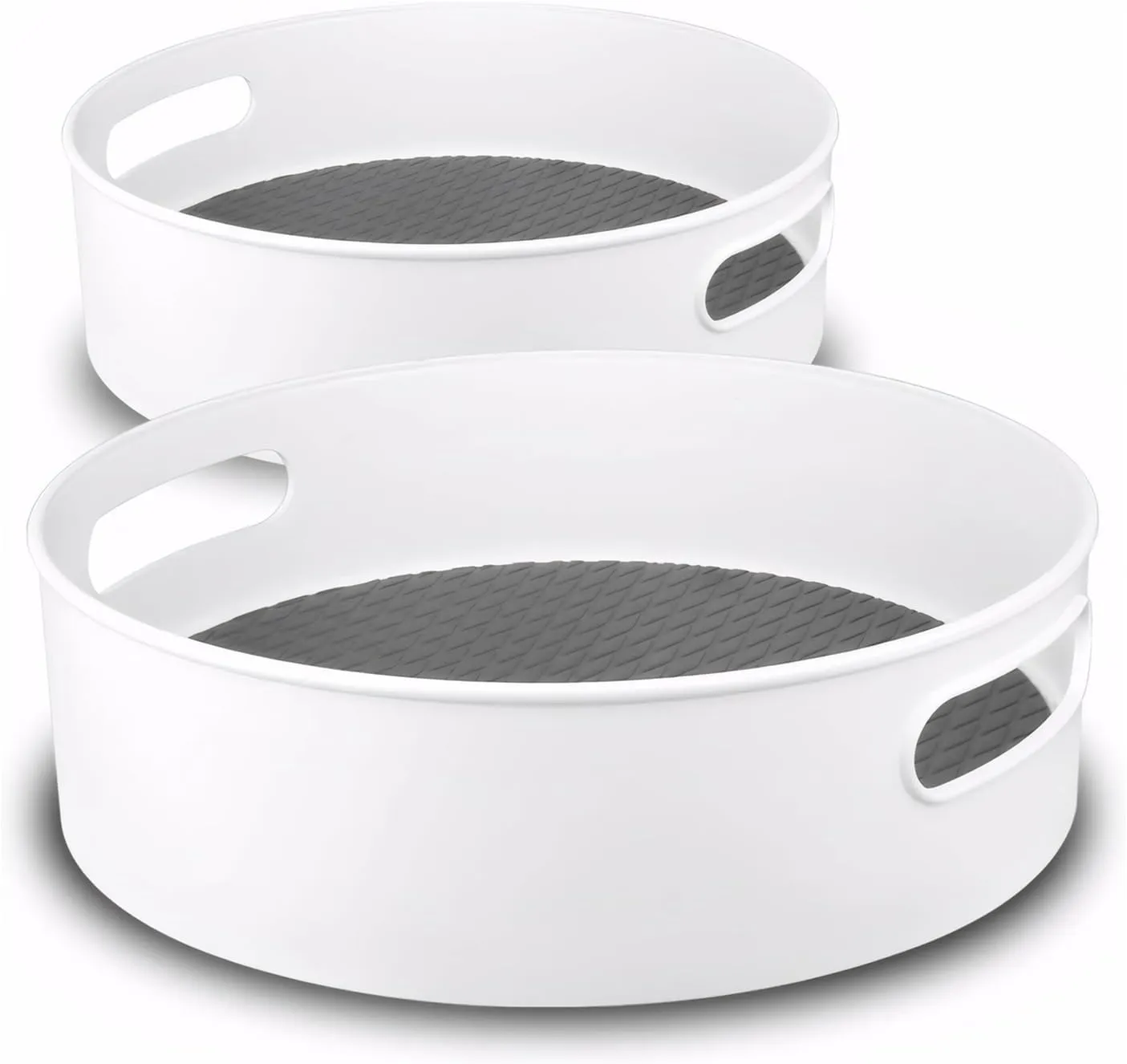 Semlos 360° Rotating Lazy Susan Organizers, 2 Packs 9" and 12" Turntable Spice Rack Organisers for Kitchen Organization and Storage, Non-Slip Under Sink Organizer for Bathroom Pantry Cupboard