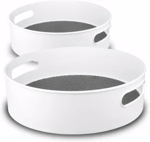 Semlos 360° Rotating Lazy Susan Organizers, 2 Packs 9" and 12" Turntable Spice Rack Organisers for Kitchen Organization and Storage, Non-Slip Under Sink Organizer for Bathroom Pantry Cupboard
