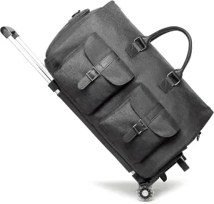 seyfocnia Rolling Garment Bag,Rolling Duffle Bag with Wheels Rolling Garment Bags for Travel with Shoe Pouch Carry On Bag Weekender Bags Garment Duffel Bag for Men or Women-Grey