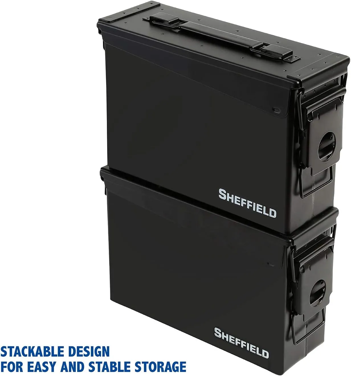 Sheffield Military Style Ammo Can, Airtight and Water-Resistant Ammo Storage, Heavy Gauge Steel Ammo Cans