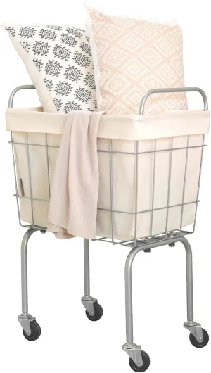 SHIMOYAMA Small Laundry Cart, 19" x 12" x 14" Laundry Basket with Caster Leg, 10Gal (38L) Laundry Hamper with Carbon Steel Frame and Removable Bag