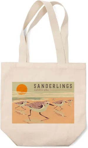 Shorebirds at Sunset Collection, Sanderlings, Birds (100% Cotton Canvas Reusable Tote Bag)