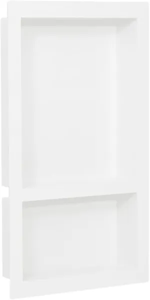 Shower Niche with 2 Compartments High Gloss White 16.1"x27.2"x3.5" Shower Parts