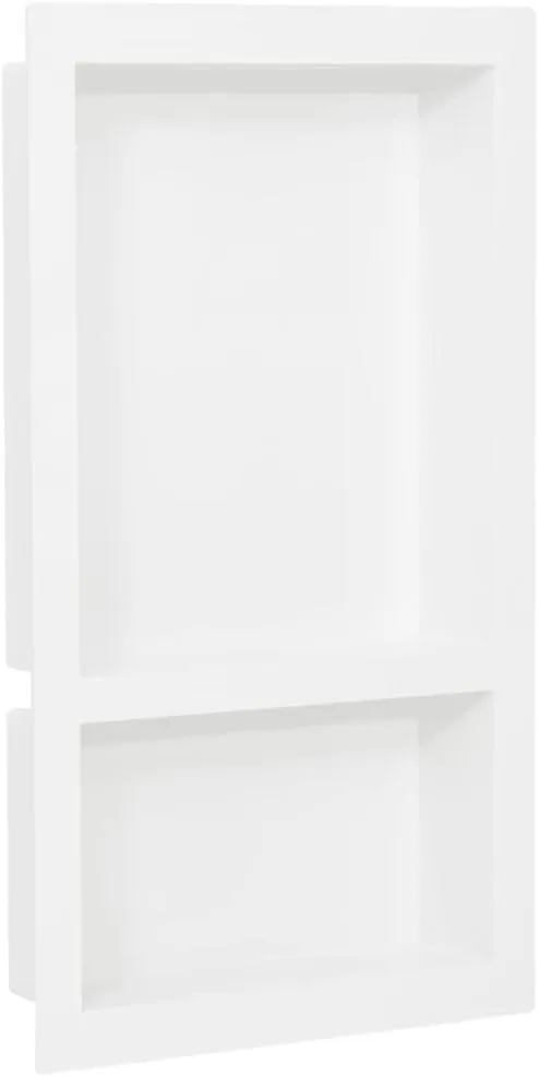 Shower Niche with 2 Compartments High Gloss White 16.1"x27.2"x3.5" Shower Parts
