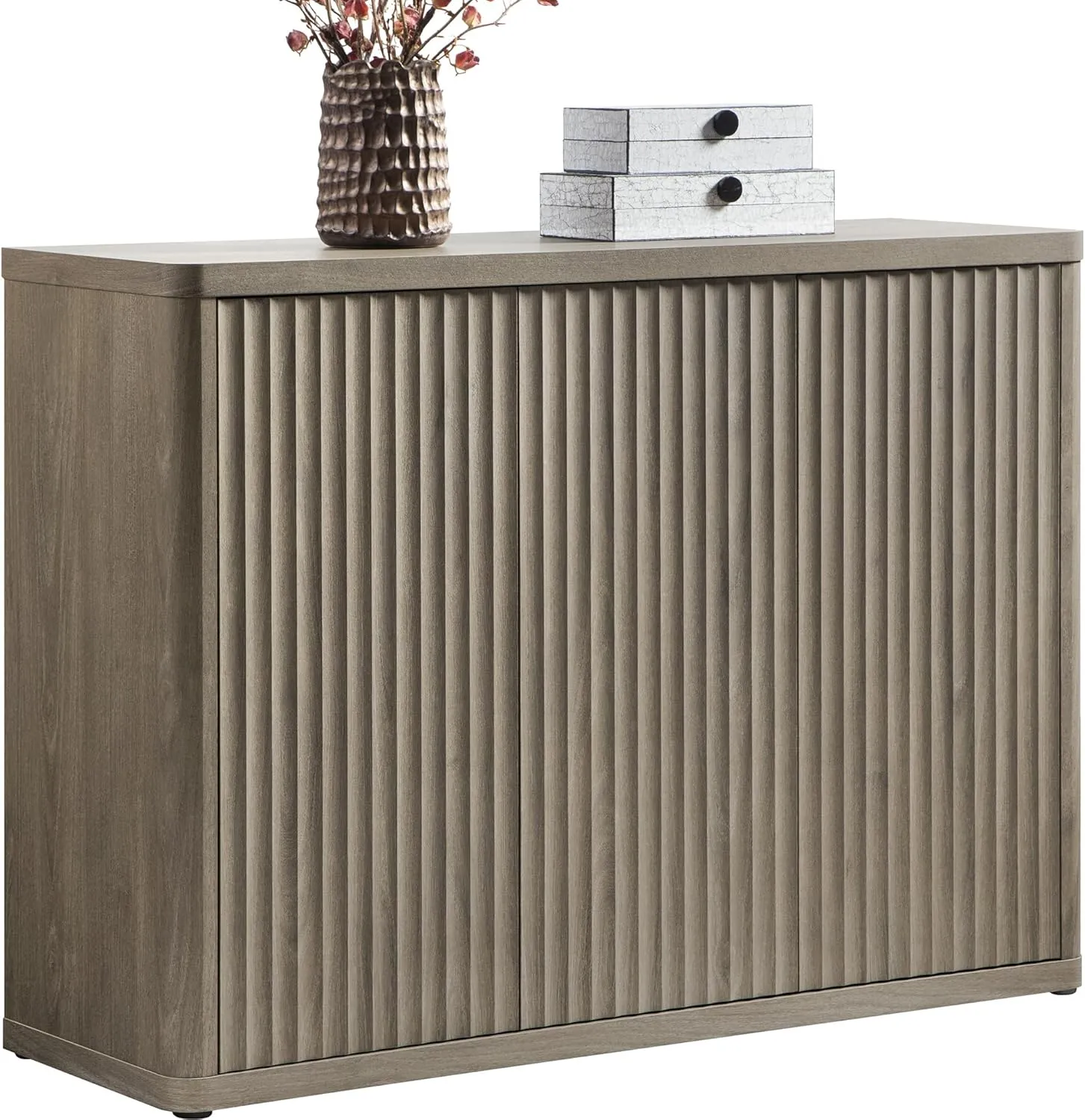SICOTAS Buffet Cabinet with Storage Accent Sideboard with 3 Doors Modern 46.6" Wide Credenza Fluted Buffet Table Media Console Cabinet Entryway Cabinets for Living Room Kitchen Dining Room Hallway