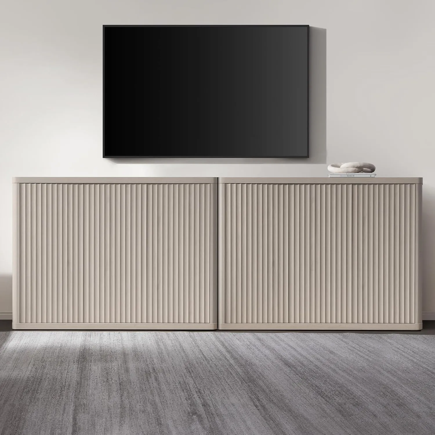 SICOTAS Buffet Cabinet with Storage Accent Sideboard with 3 Doors Modern 46.6" Wide Credenza Fluted Buffet Table Media Console Cabinet Entryway Cabinets for Living Room Kitchen Dining Room Hallway