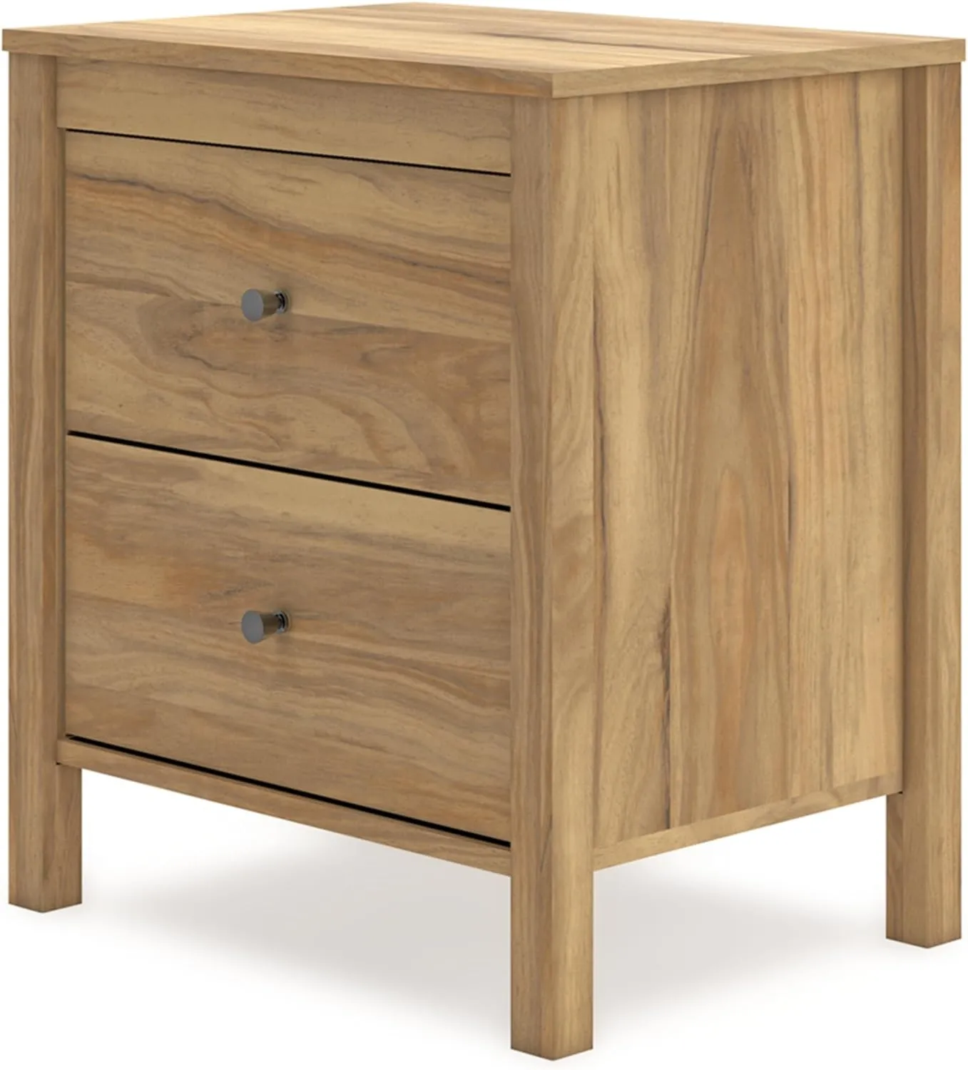 Signature Design by Ashley Bermacy Casual 2-Drawer Nightstand with Straight Legs, 24.37" Tall, Light Brown