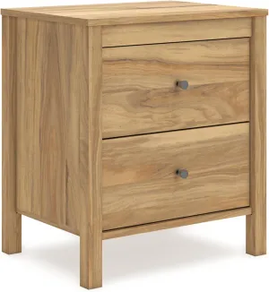 Signature Design by Ashley Bermacy Casual 2-Drawer Nightstand with Straight Legs, 24.37" Tall, Light Brown