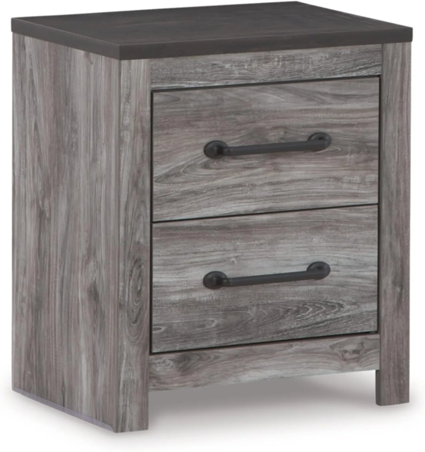 Signature Design by Ashley Bronyan Rustic 2 Drawer Nightstand, 24.72" Tall, Gray