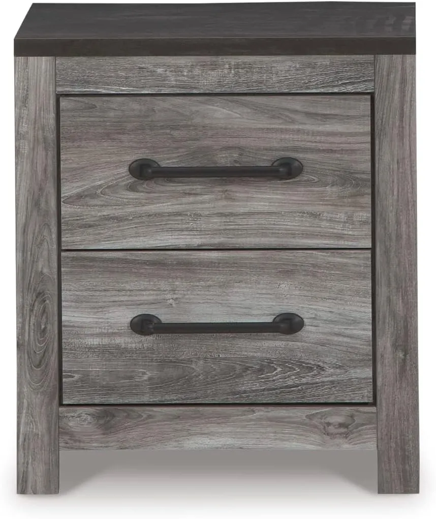Signature Design by Ashley Bronyan Rustic 2 Drawer Nightstand, 24.72" Tall, Gray
