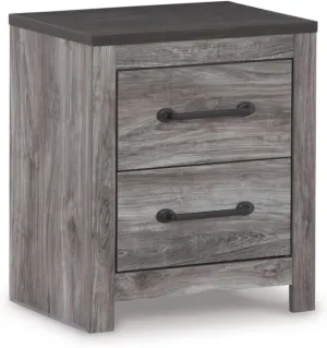 Signature Design by Ashley Bronyan Rustic 2 Drawer Nightstand, 24.72" Tall, Gray