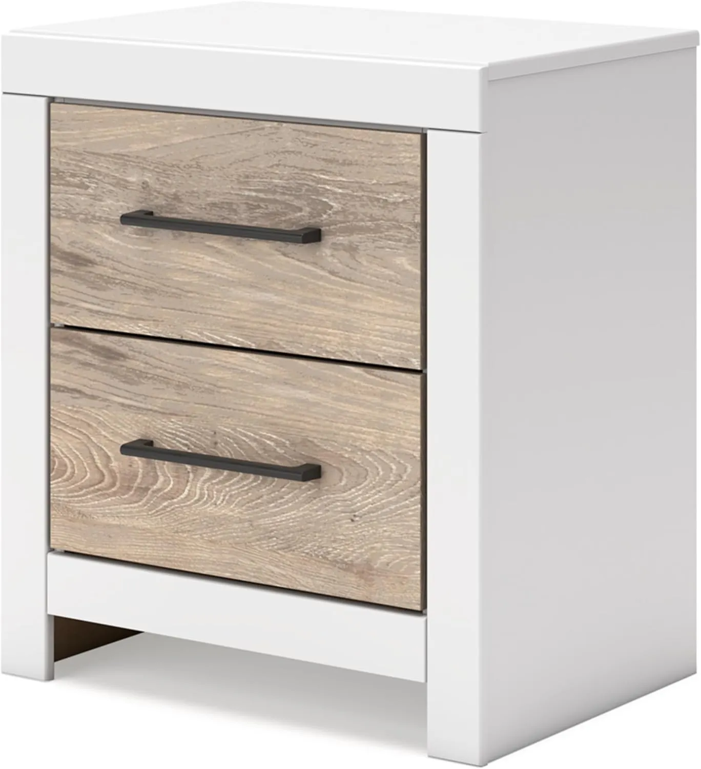 Signature Design by Ashley Charbitt Casual 2 Drawer Nightstand with USB Ports, 24.37" Tall, White & Light Brown