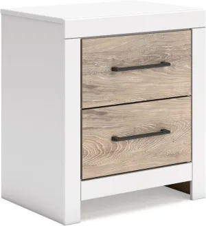 Signature Design by Ashley Charbitt Casual 2 Drawer Nightstand with USB Ports, 24.37" Tall, White & Light Brown
