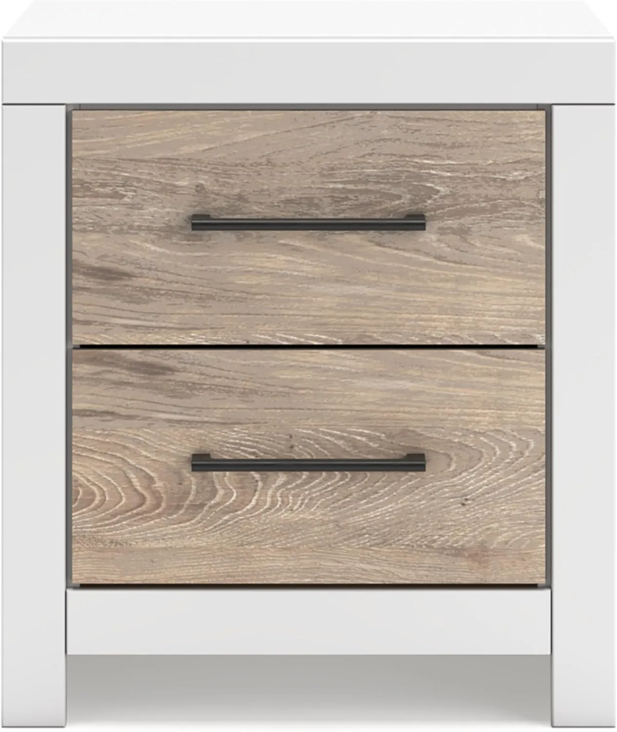Signature Design by Ashley Charbitt Casual 2 Drawer Nightstand with USB Ports, 24.37" Tall, White & Light Brown