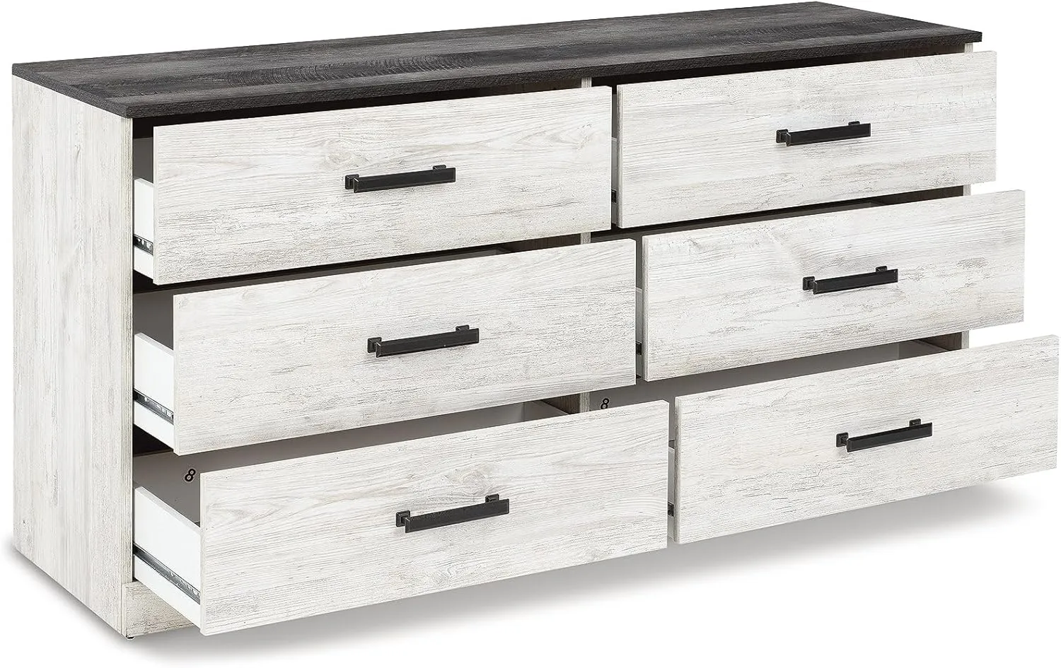 Signature Design by Ashley Shawburn Modern Farmhouse 6 Drawer Dresser, Two Tone White & Dark Gray