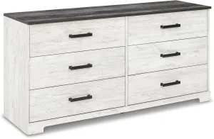 Signature Design by Ashley Shawburn Modern Farmhouse 6 Drawer Dresser, Two Tone White & Dark Gray