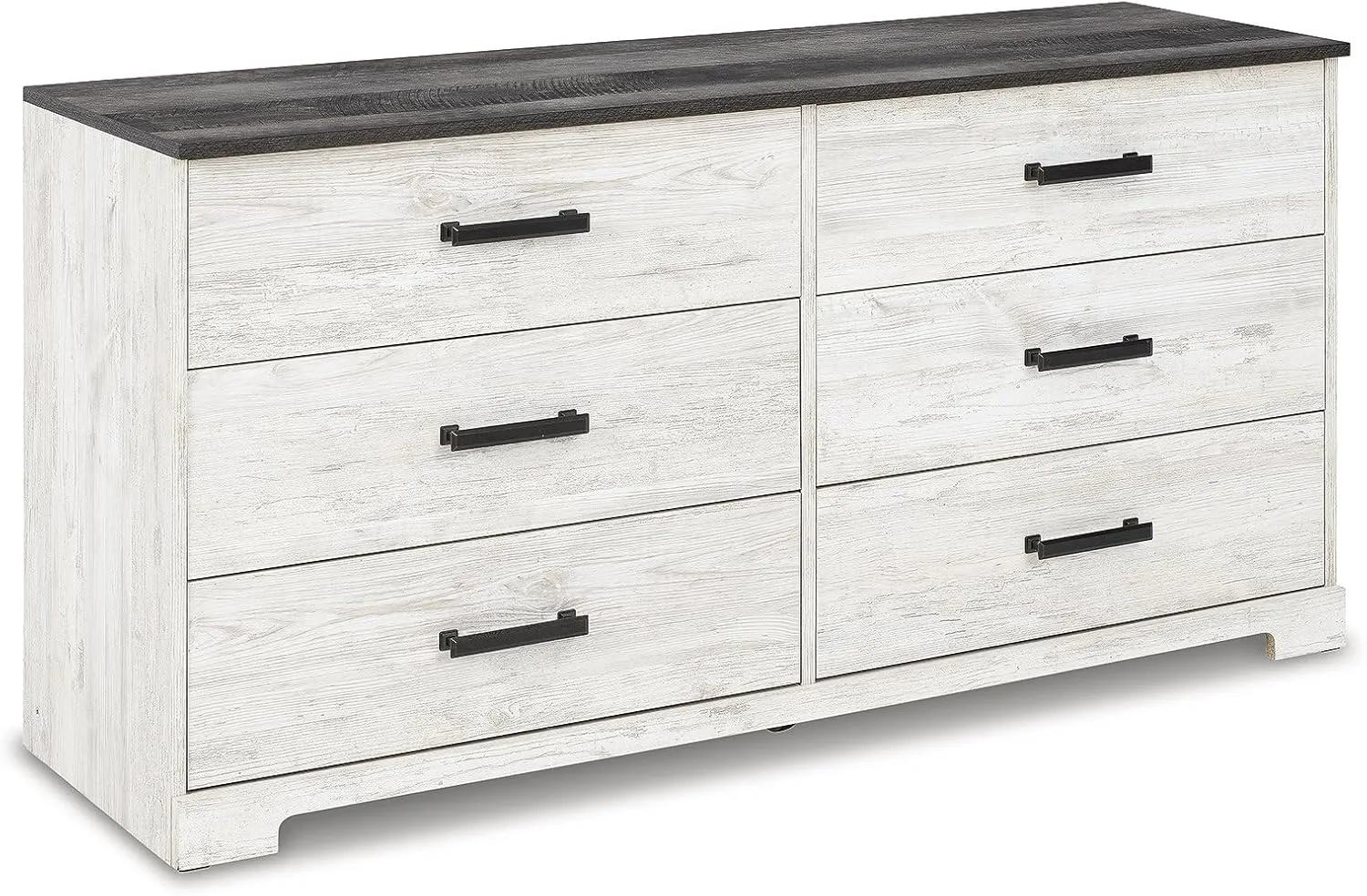 Signature Design by Ashley Shawburn Modern Farmhouse 6 Drawer Dresser, Two Tone White & Dark Gray