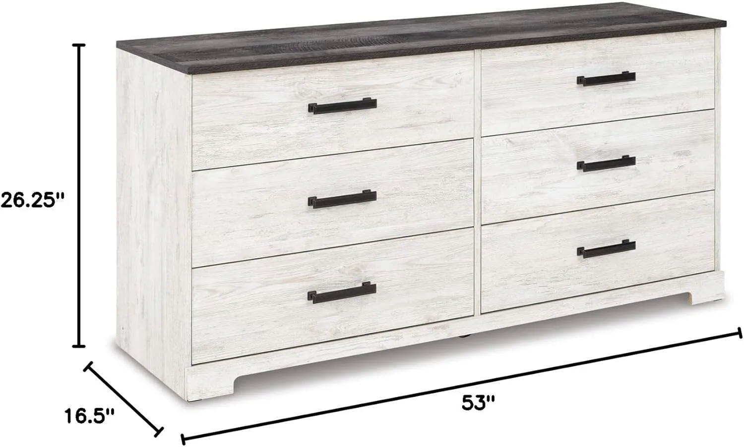 Signature Design by Ashley Shawburn Modern Farmhouse 6 Drawer Dresser, Two Tone White & Dark Gray
