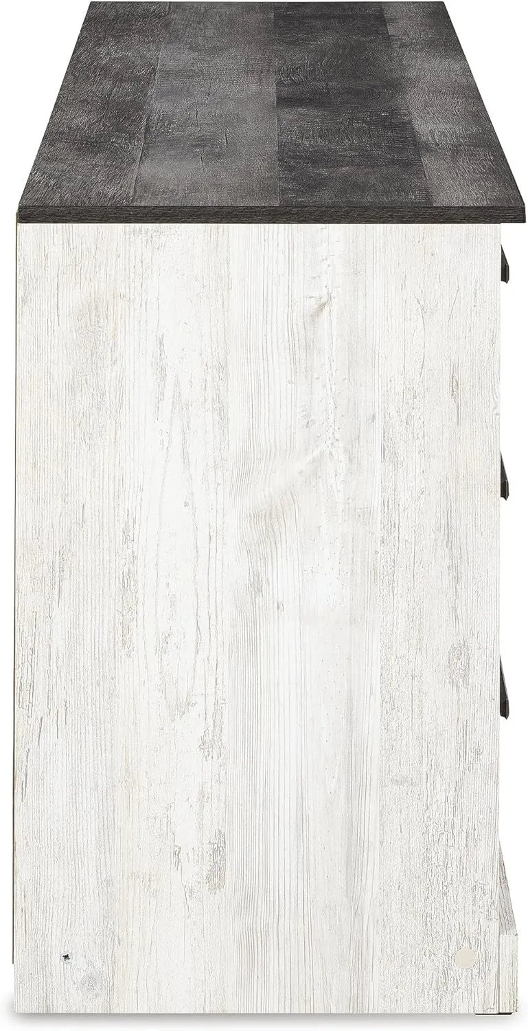 Signature Design by Ashley Shawburn Modern Farmhouse 6 Drawer Dresser, Two Tone White & Dark Gray