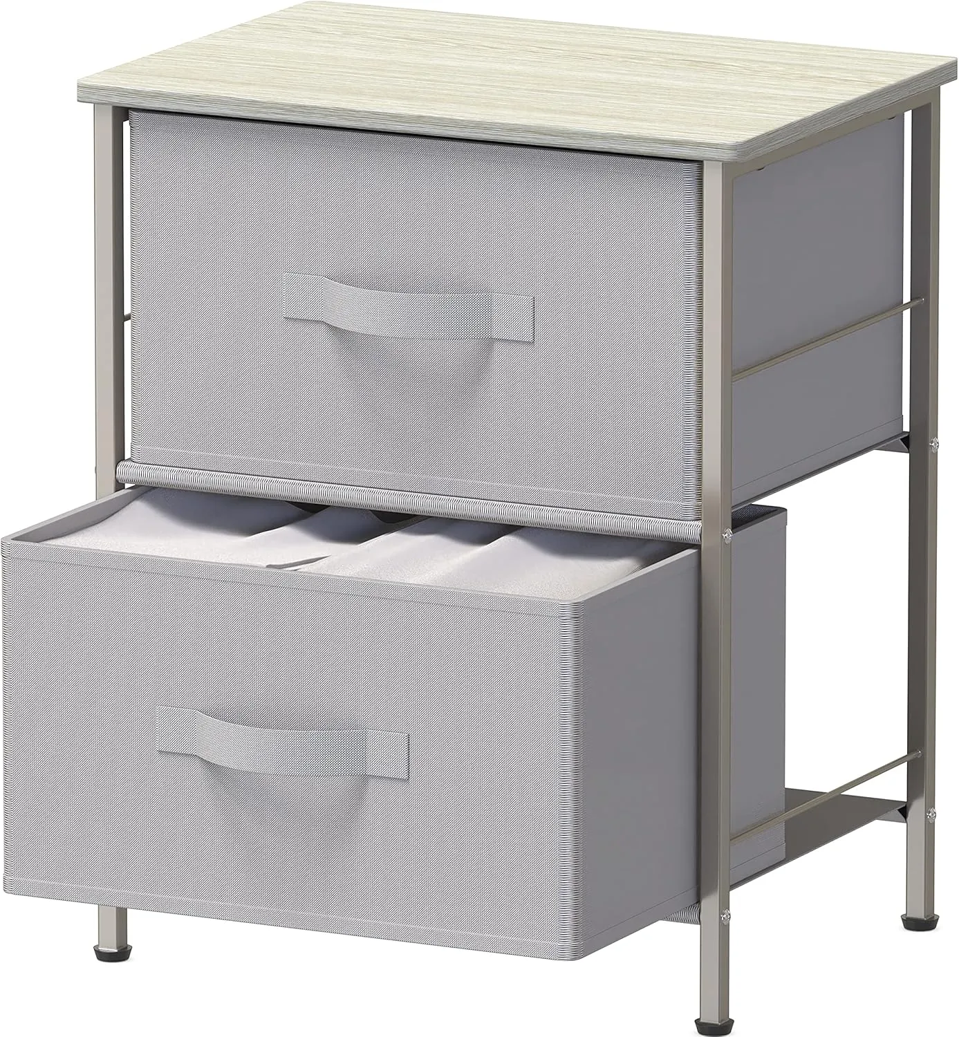 Simple Houseware Night Stands Dresser for Bedroom 2-Tier Organizer Drawer Storage Tower, Grey