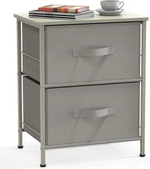 Simple Houseware Night Stands Dresser for Bedroom 2-Tier Organizer Drawer Storage Tower, Grey