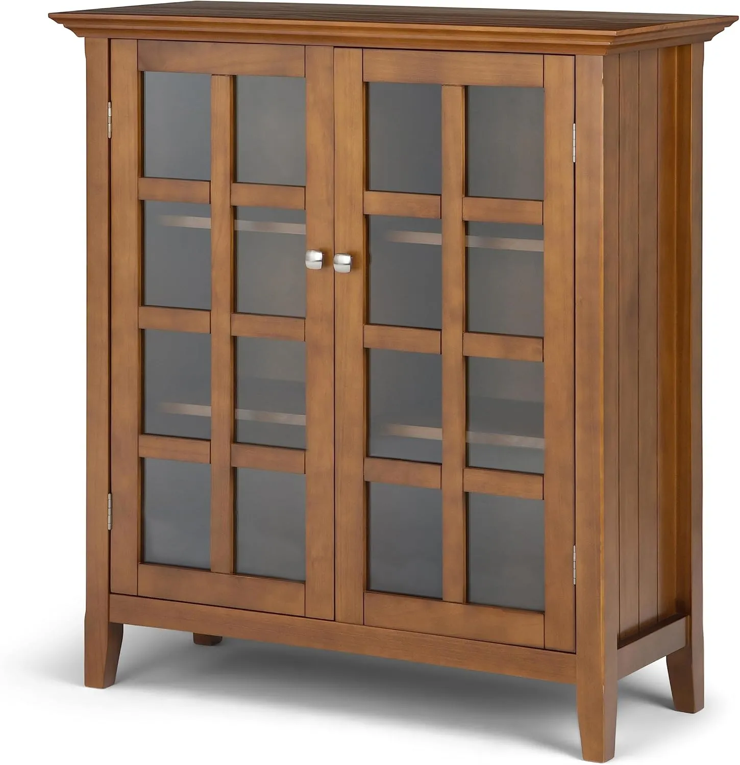 SIMPLIHOME Acadian SOLID WOOD 39 inch Wide Transitional Medium Storage Cabinet in Light Golden Brown for the Living Room, Entryway and Family Room