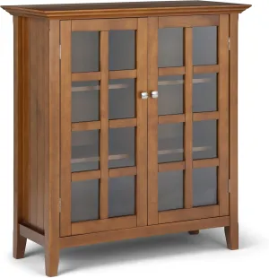 SIMPLIHOME Acadian SOLID WOOD 39 inch Wide Transitional Medium Storage Cabinet in Light Golden Brown for the Living Room, Entryway and Family Room