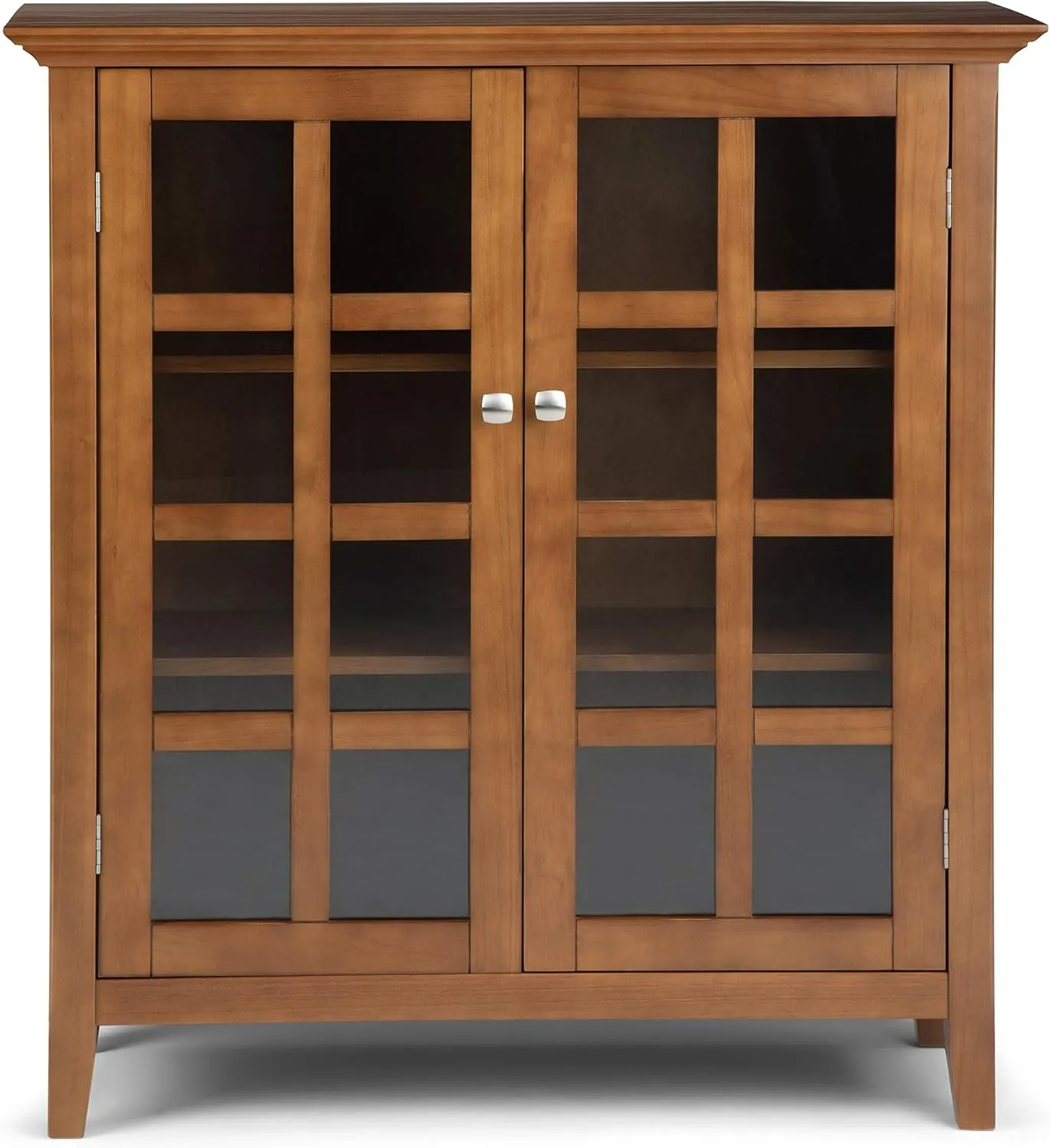 SIMPLIHOME Acadian SOLID WOOD 39 inch Wide Transitional Medium Storage Cabinet in Light Golden Brown for the Living Room, Entryway and Family Room