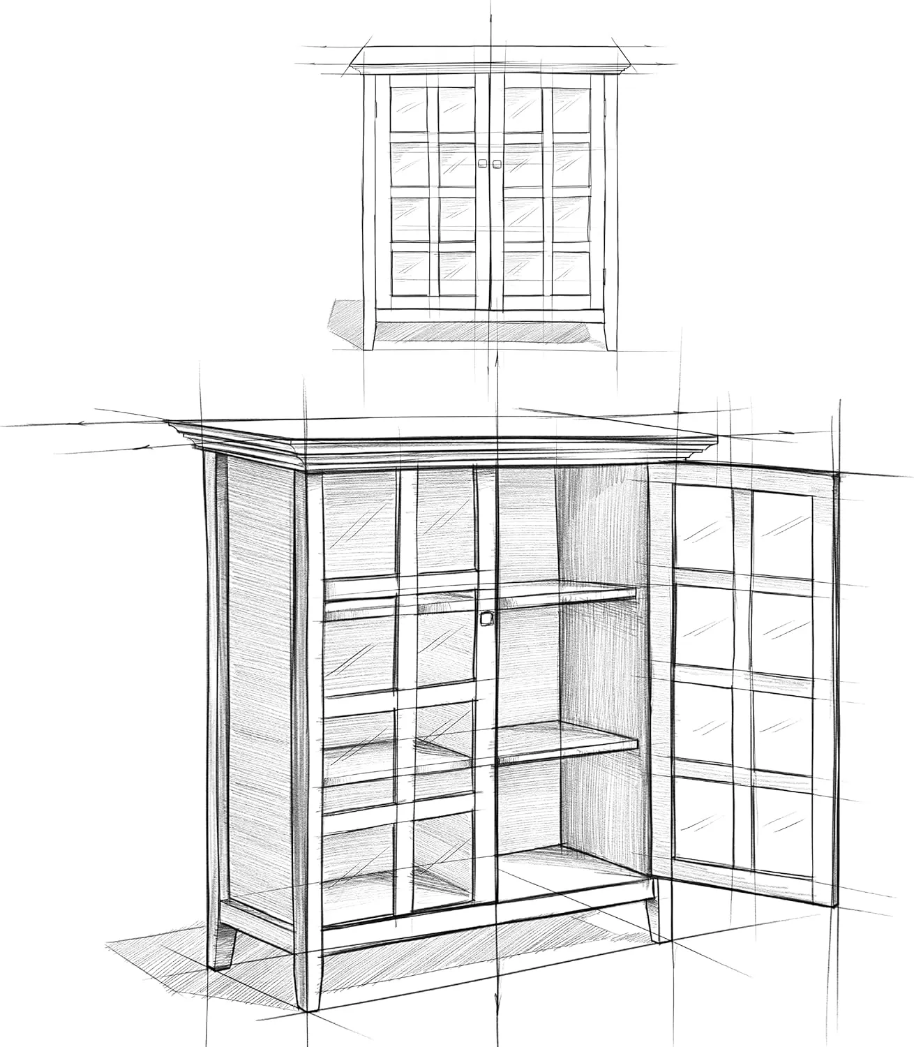 SIMPLIHOME Acadian SOLID WOOD 39 inch Wide Transitional Medium Storage Cabinet in Light Golden Brown for the Living Room, Entryway and Family Room