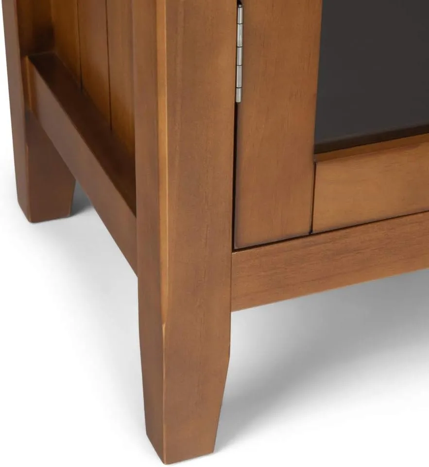 SIMPLIHOME Acadian SOLID WOOD 39 inch Wide Transitional Medium Storage Cabinet in Light Golden Brown for the Living Room, Entryway and Family Room