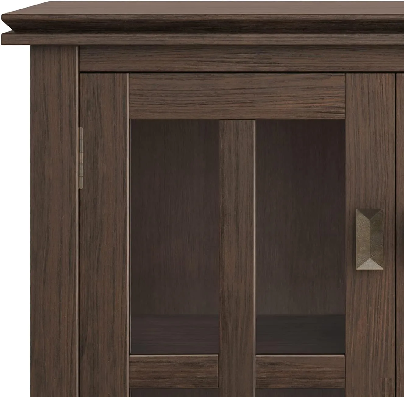 SIMPLIHOME Artisan SOLID WOOD 30 Inch Wide Contemporary Low Storage Cabinet in Farmhouse Brown, For the Living Room, Entryway and Family Room