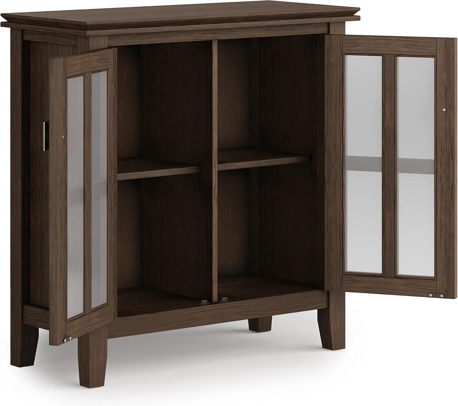 SIMPLIHOME Artisan SOLID WOOD 30 Inch Wide Contemporary Low Storage Cabinet in Farmhouse Brown, For the Living Room, Entryway and Family Room