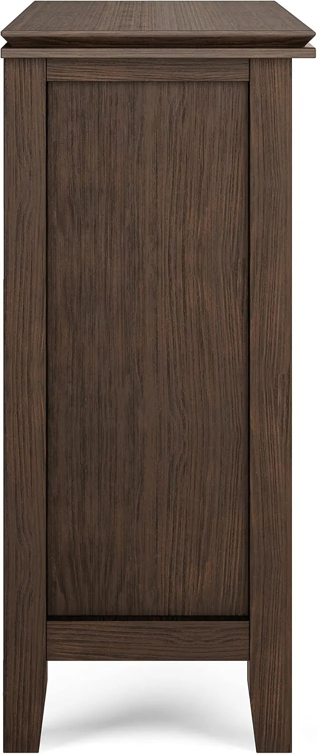 SIMPLIHOME Artisan SOLID WOOD 30 Inch Wide Contemporary Low Storage Cabinet in Farmhouse Brown, For the Living Room, Entryway and Family Room