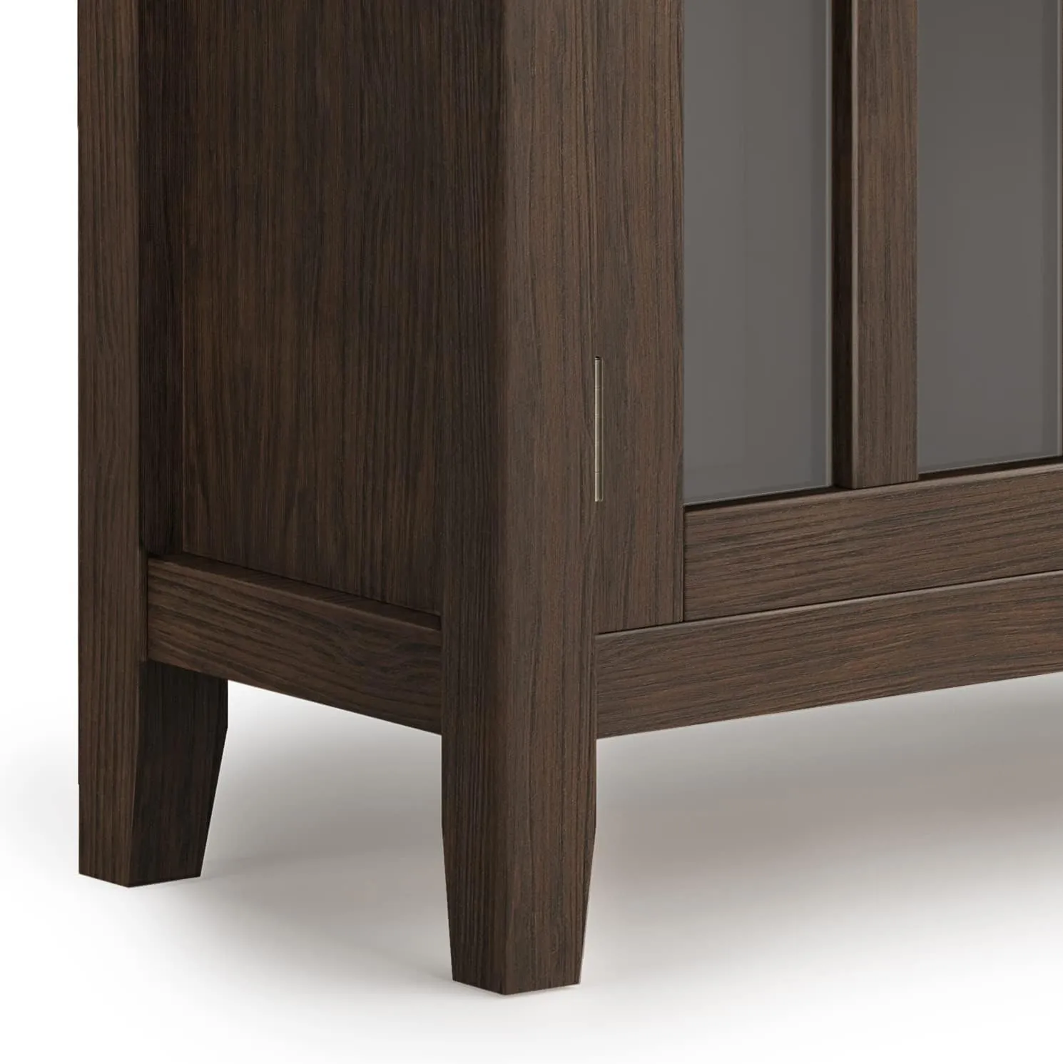SIMPLIHOME Artisan SOLID WOOD 30 Inch Wide Contemporary Low Storage Cabinet in Farmhouse Brown, For the Living Room, Entryway and Family Room