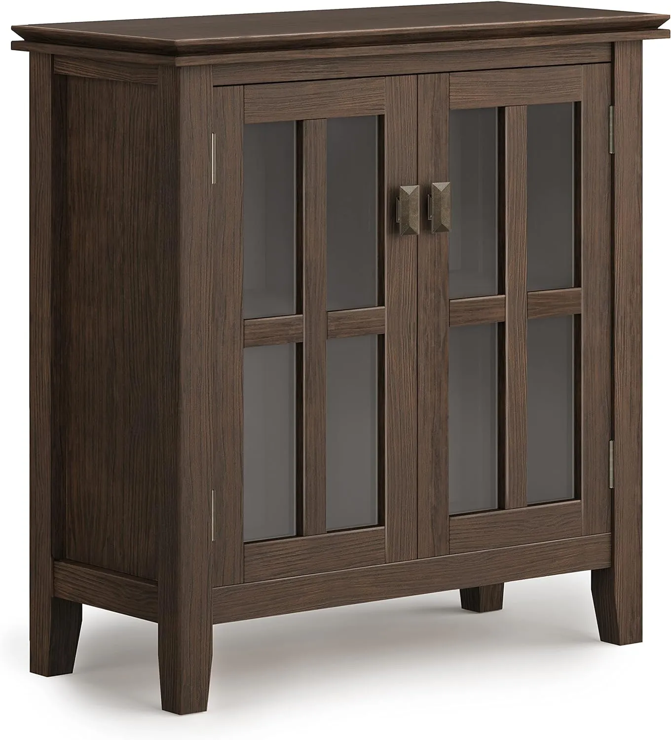 SIMPLIHOME Artisan SOLID WOOD 30 Inch Wide Contemporary Low Storage Cabinet in Farmhouse Brown, For the Living Room, Entryway and Family Room