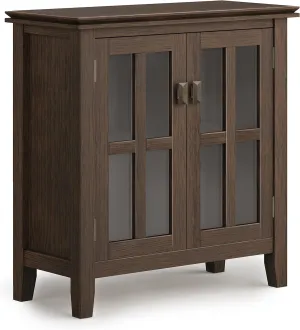 SIMPLIHOME Artisan SOLID WOOD 30 Inch Wide Contemporary Low Storage Cabinet in Farmhouse Brown, For the Living Room, Entryway and Family Room
