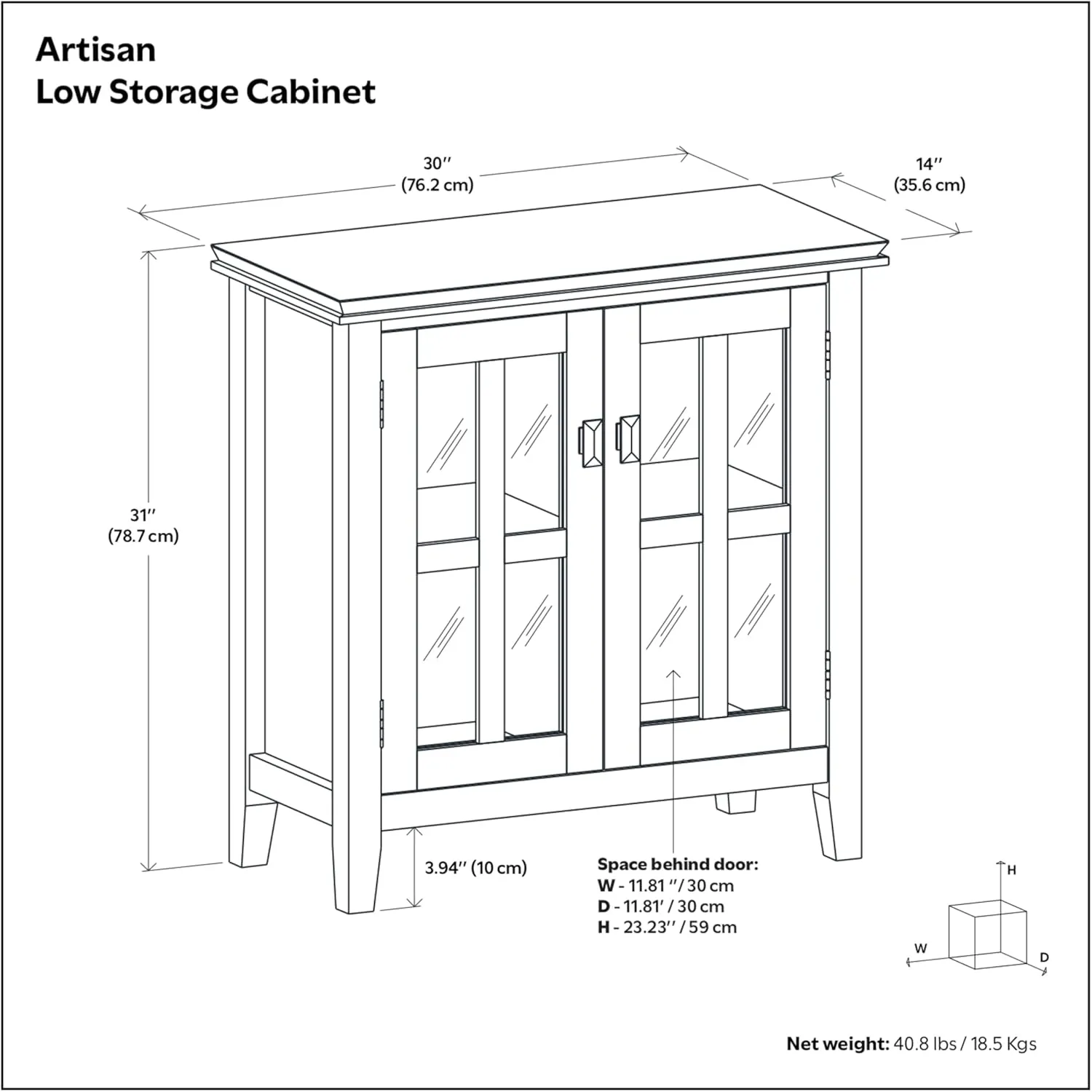 SIMPLIHOME Artisan SOLID WOOD 30 Inch Wide Contemporary Low Storage Cabinet in Hickory Brown, For the Living Room, Entryway and Family Room